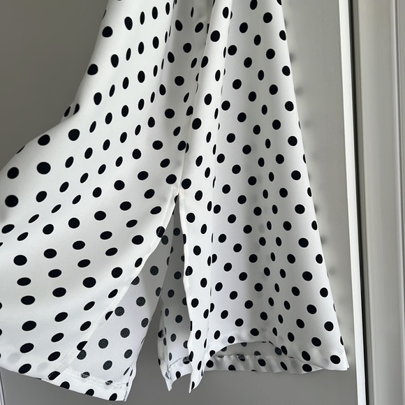 Zara Polka Dot Tunic - White and Black Polka Dot, Attached Scarf Included - Picture 5 of 11